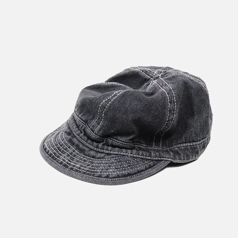 Vintage Curled Soft Top Cap for Men Short Brim Jeans Hat Casual Hip-hop Baseball Cap Sun Shade Solid Retro Denim Caps for Autumn