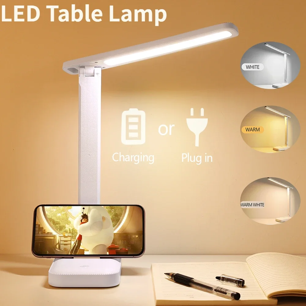 

Led Desk Lamp 3 Color Stepless Dimmable Touch Foldable Table Lamp Bedside Reading Eye Protection Night Light DC5V USB Chargeable