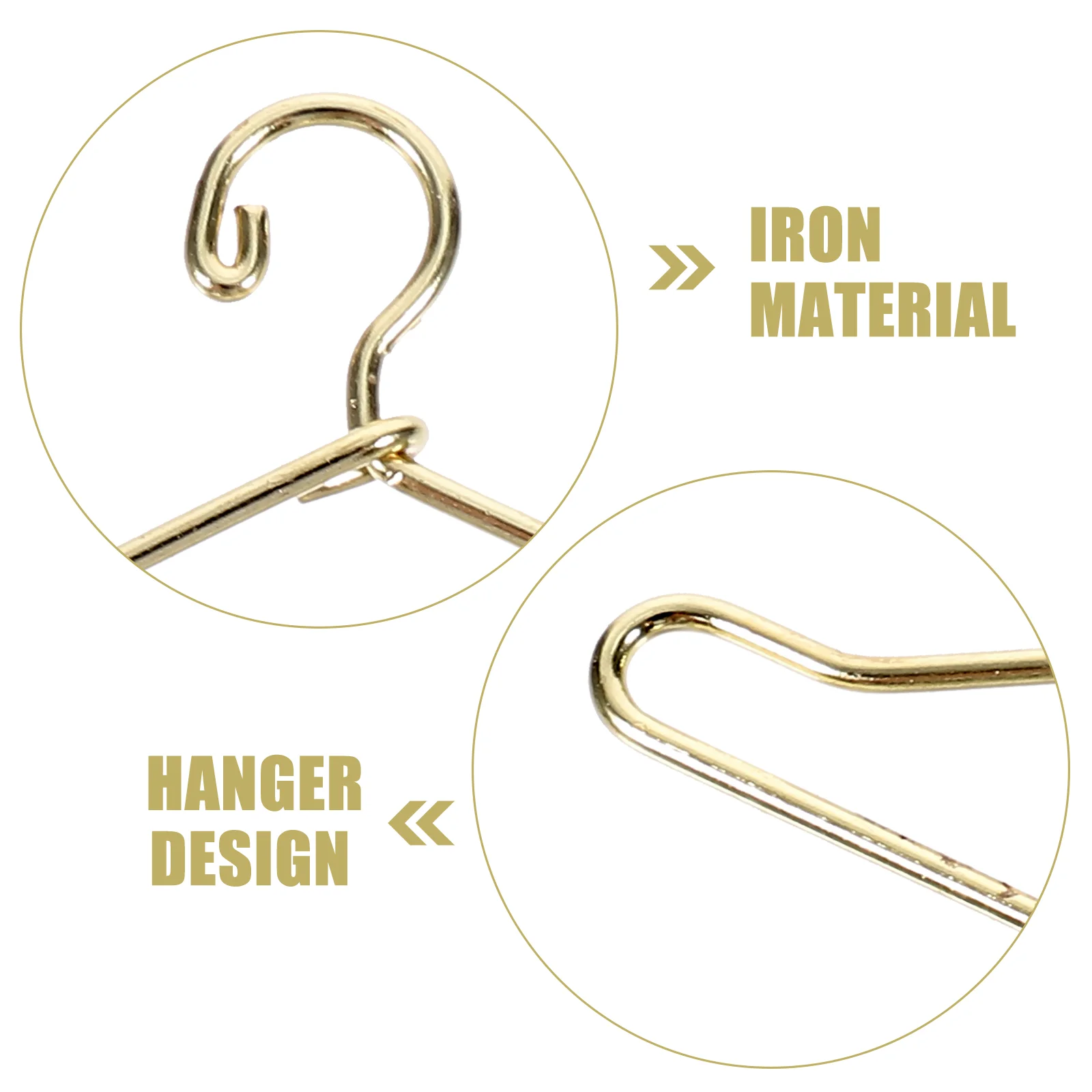 20 Pcs Clothing Hangers Closet Accessories 40mm Metal Color Baby Rag Small Clothes Miniature Golden House Mini House Decor