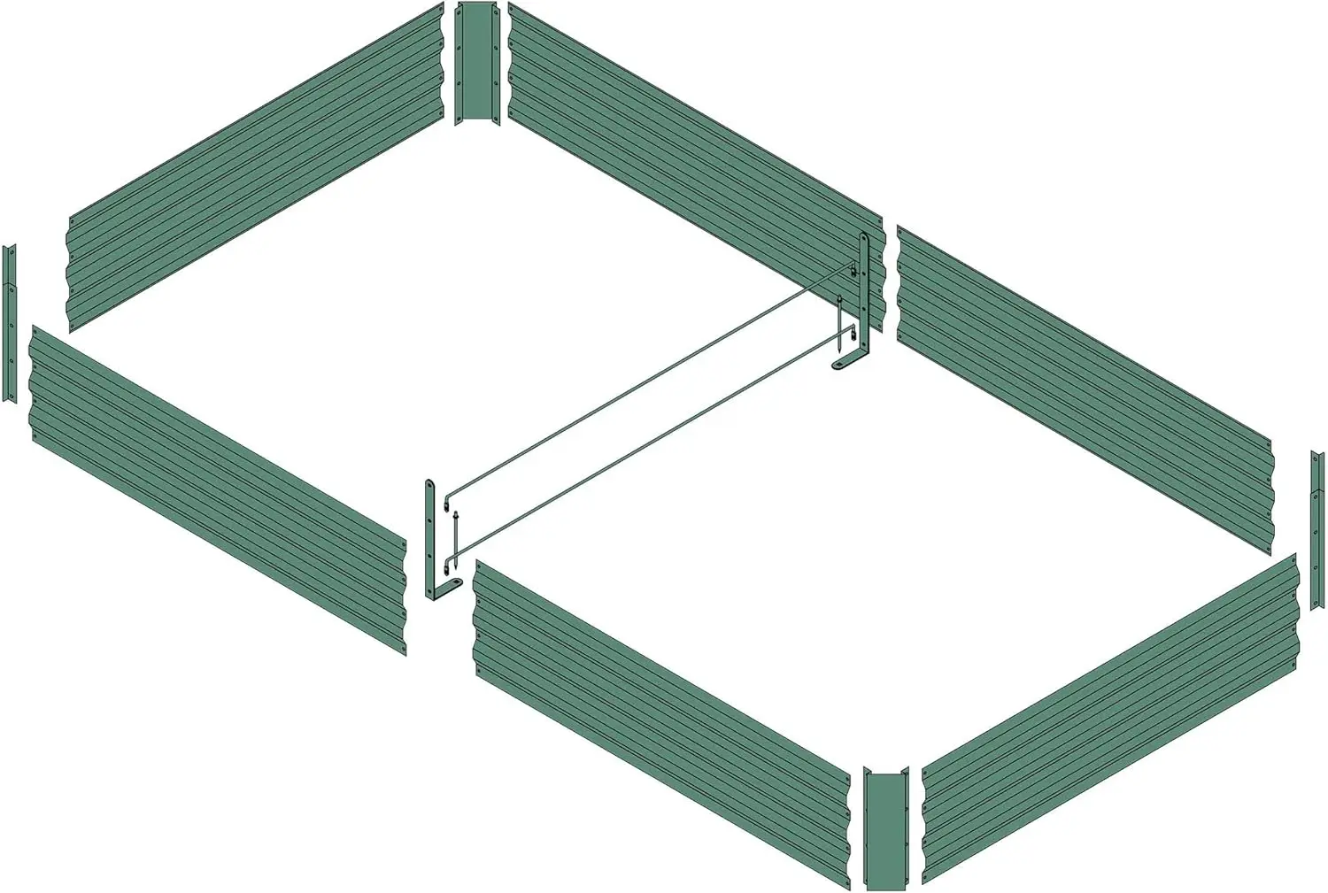 Outdoor Gardening Galvanized Metal Planter Box in Green - 8x4x1ft, 240 Gallon Capacity