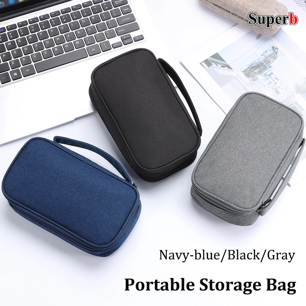 Portable Travel Watch Storage Bag Electronics Organizers Pouch Carry Grey/Black/Navy Waterproof for Neatness And Convenience