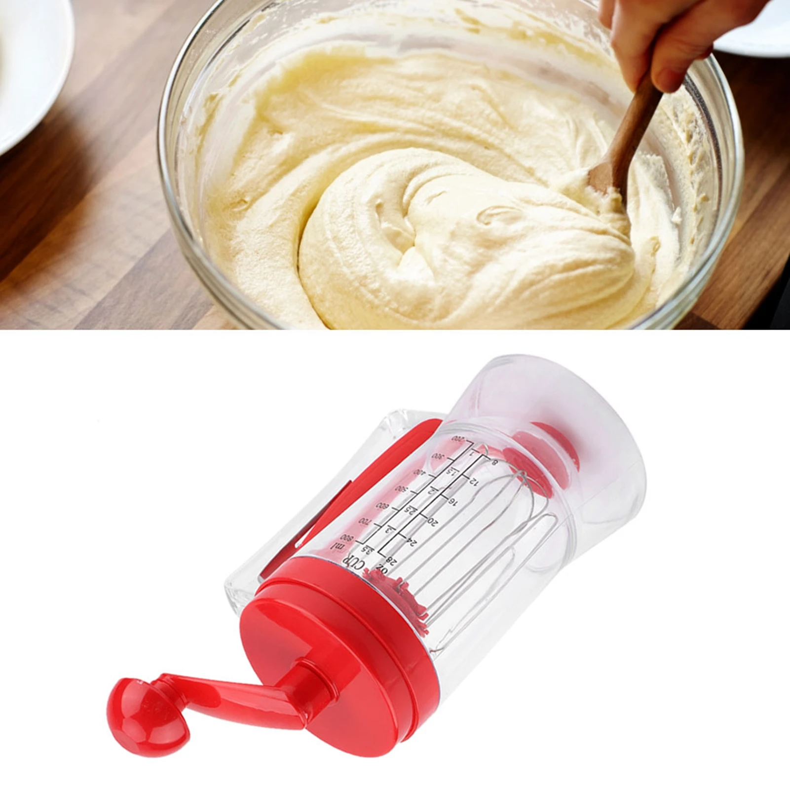 Hand held Manual Pancake Cupcake Batter Mixer Dispenser Blender Machine Baking Tool