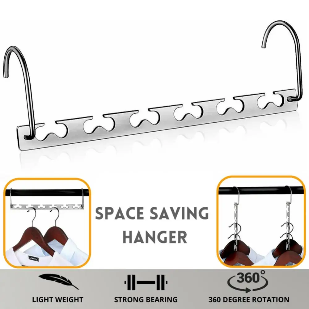 1pcs Multifunctional Space Saving Metal Hangers With Magic Hook 6 Hole Clothing Wardrobe Organize Hanger Holder