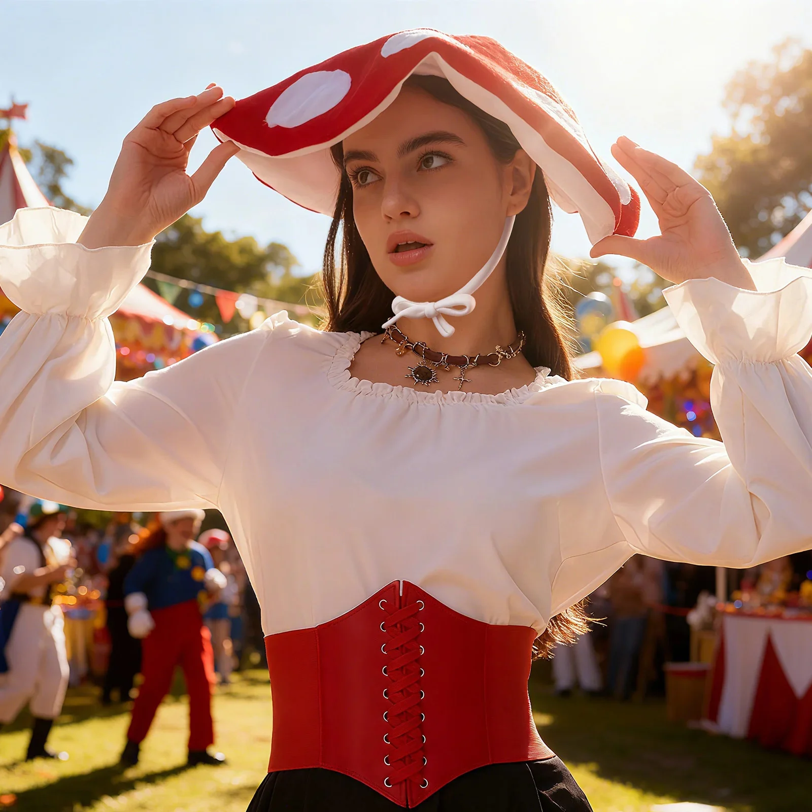 2025 Neuer Pilz mit Schnurhut, lustiger Halloween-Osterparty, seltsamer Cosplay-Hut für Erwachsene und Kinder