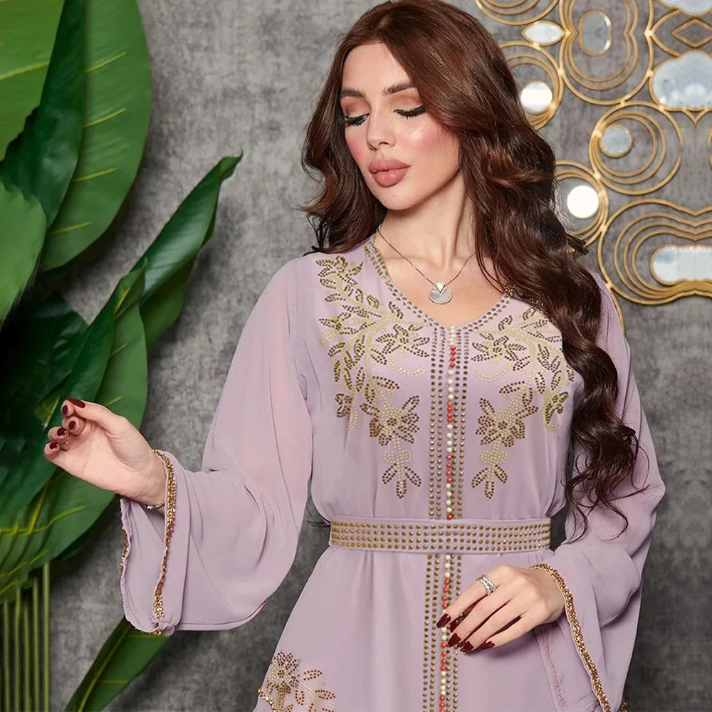 Mulheres Luxo Abaya Diamantes Vestidos Muçulmanos, Elegante Caftan, Vestido Kaftan Marroquino, Festa Noturna, Eid Mubarak, Jalabiya