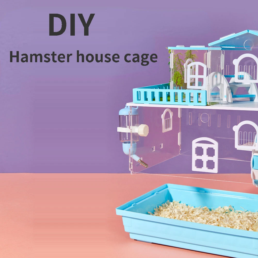 Imagem -05 - Transparente Acrílico Hamster Cage Camadas Pequeno Animal Hedgehogs Coelho Cobaia Villa Pacote de Suprimentos Toy Set