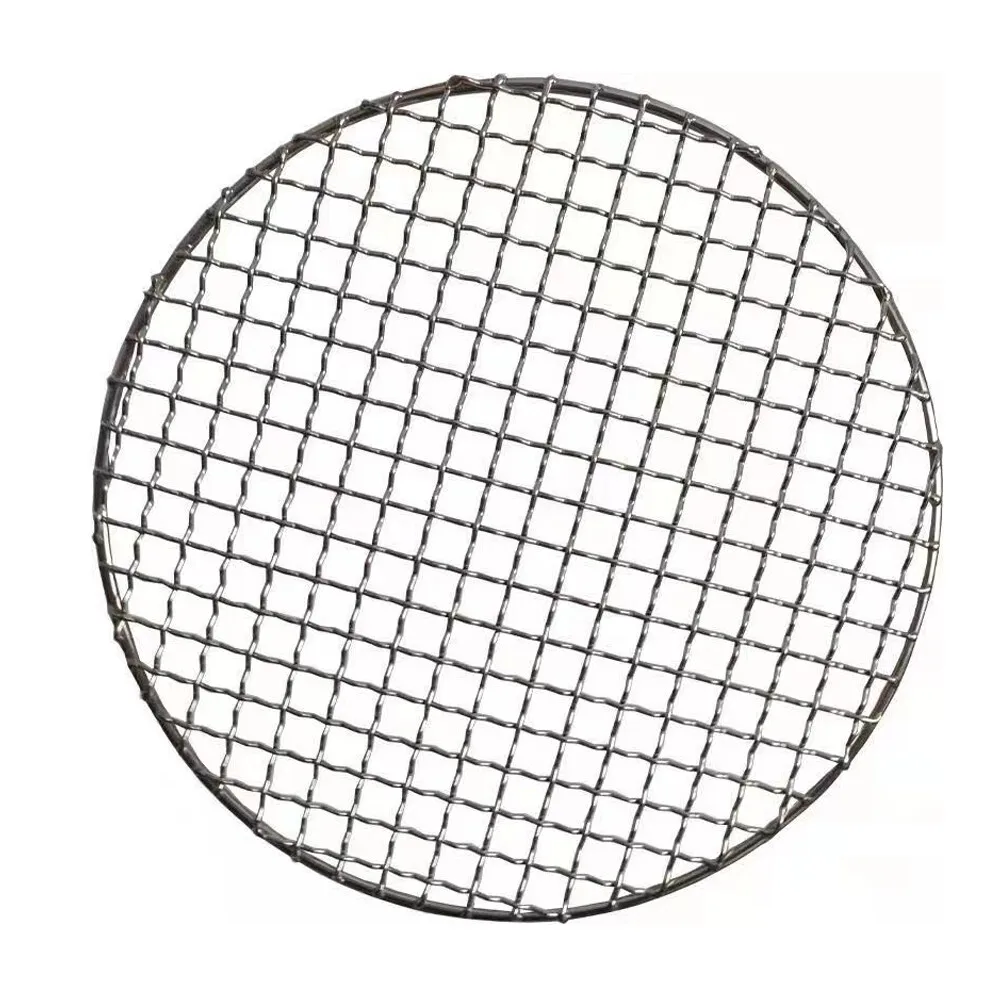 Round Barbecue Net Braided Grid Grill Camping Stainless Steel Mesh Net Bbq Net
