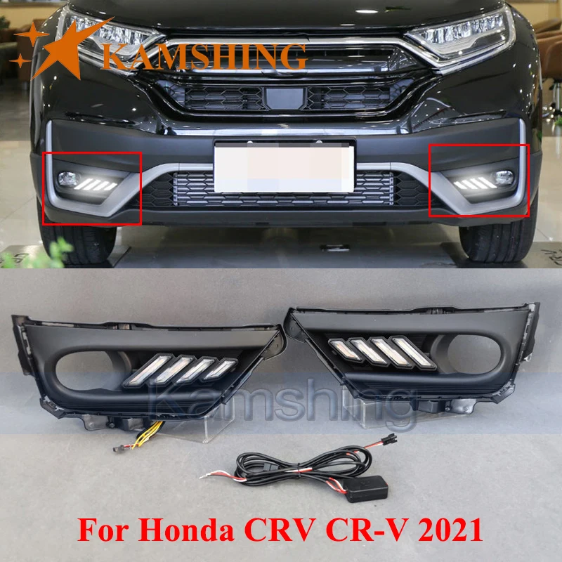 CAPQX 1pair Daytime Running Light For Honda CRV CR-V 2021 DRL Day Light Modifying Foglamp Frame Front Bumper Lamp