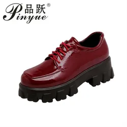 size 34 43 High Heel Women men Shoes Autumn New Fashion Patent Leather Women's Loafers Platform British Style Shoes Women