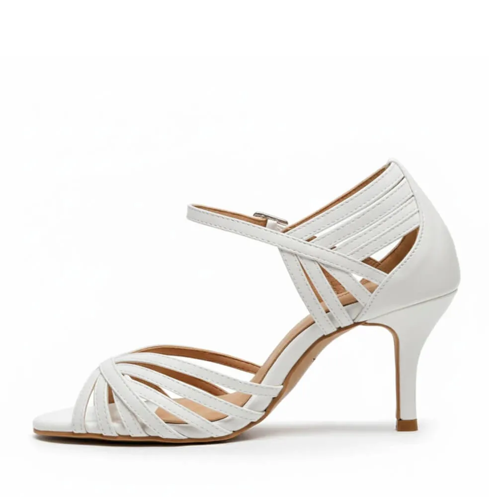 

Танцевальные туфли для женщин на каблуке 10 см, белые, для сальсы и бальных танцев, сексуальные латинские туфли-сандалии, кроссовки для вечеринок и танцев