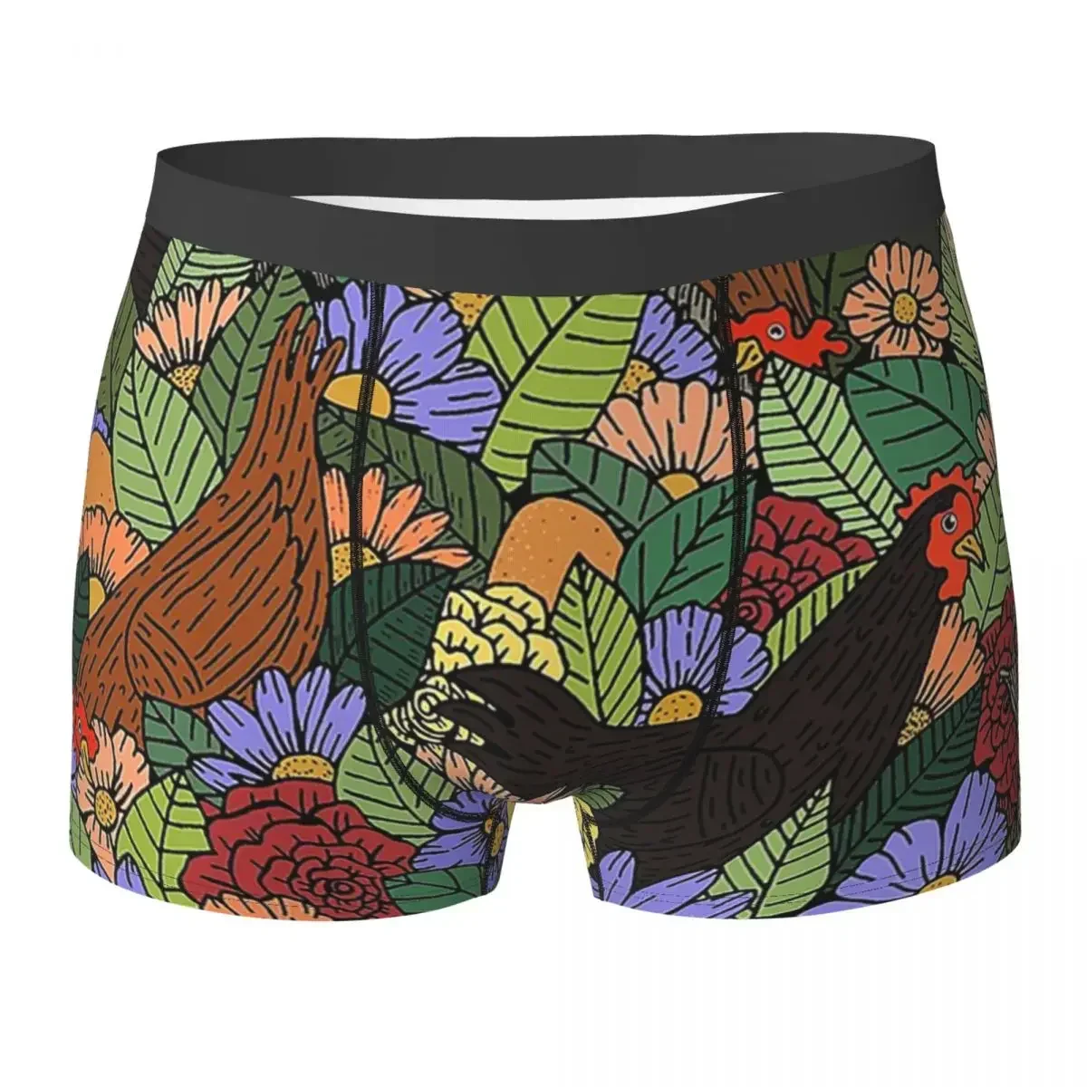 Boxer Underpants Shorts Whimsical Chicken Garden Panties Men Soft Underwear for Homme Man Boyfriend Gifts