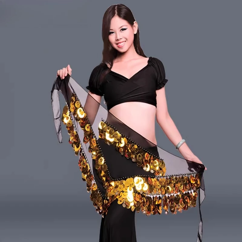 

Костюм для танца живота для женщин: пояс для танца живота с пайетками, бахромой и монетами, сексуальный пояс-шарф для танца живота