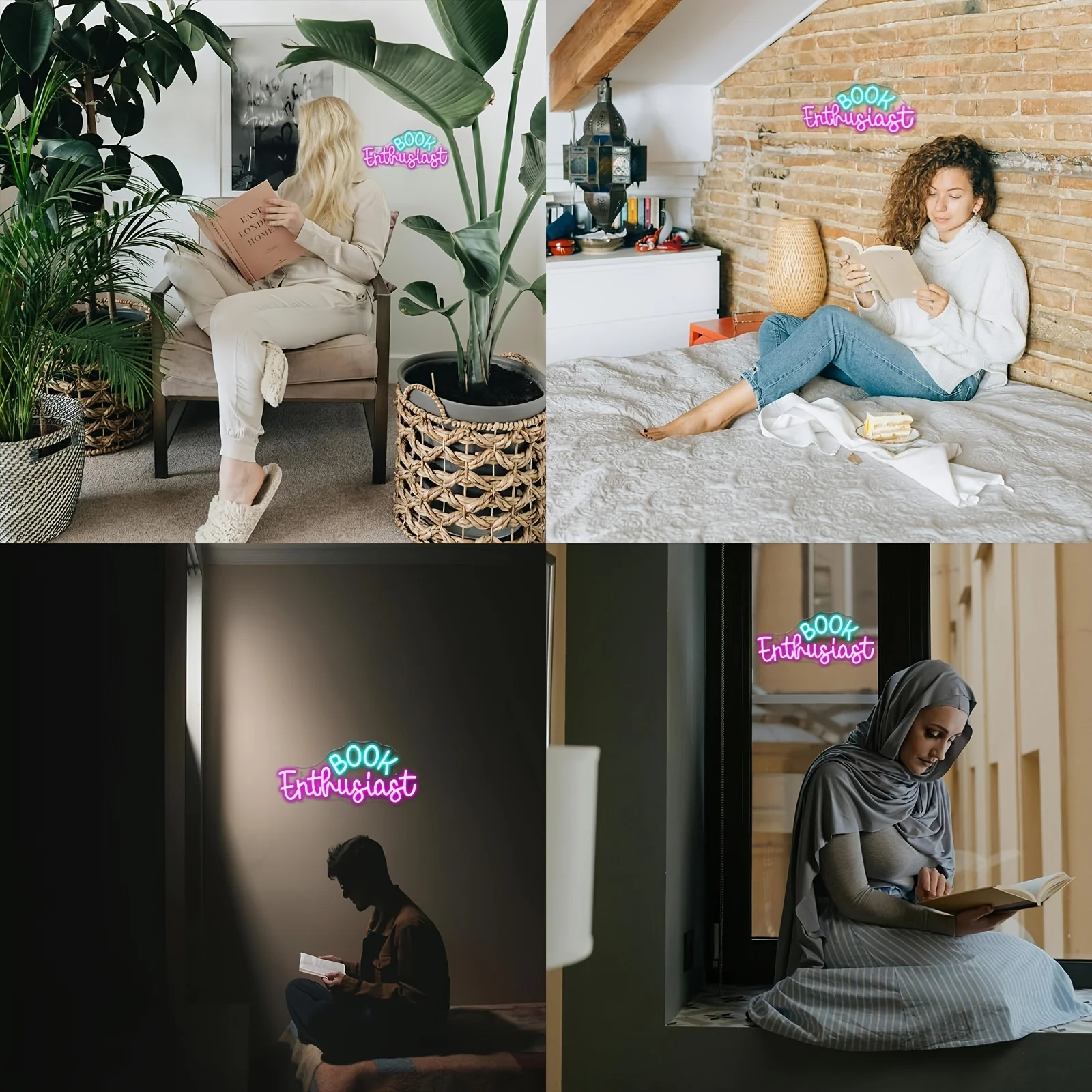 Book Enthusiast Neon Sign Wall Decor Light for Classroom Book Party Library Reading Room Decoration Bookish Gifts