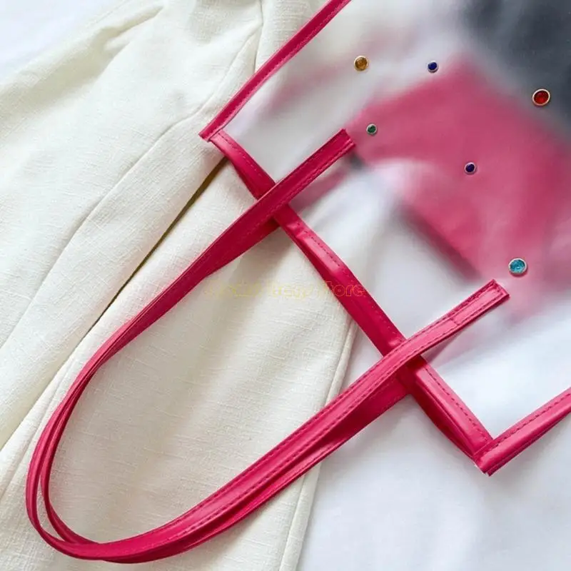 

X90D 2pcs/set Transparent PVC Shoulder Bag for Women Handbag for Beach Commuting and Shopping