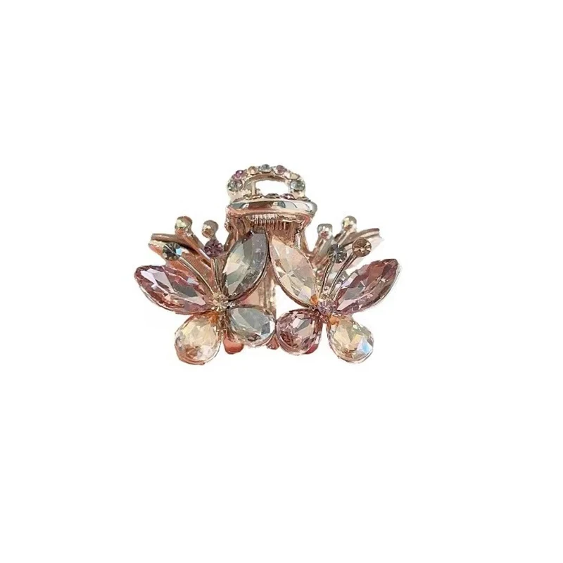 Exquisite Colorful Crystal Butterfly Small Hair Claw Forehead Bangs Hair Slide Mini Side Clip Women\'s Fashion Hair Accessories