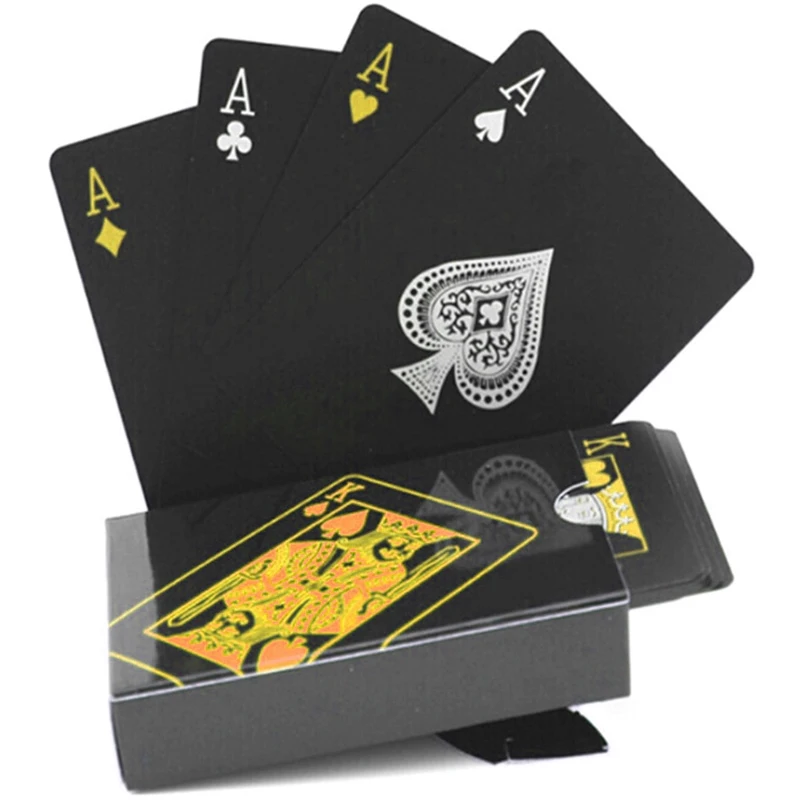 

Black Yellow playing cards board games child kids toys Waterproof PVC Poker deck card game set