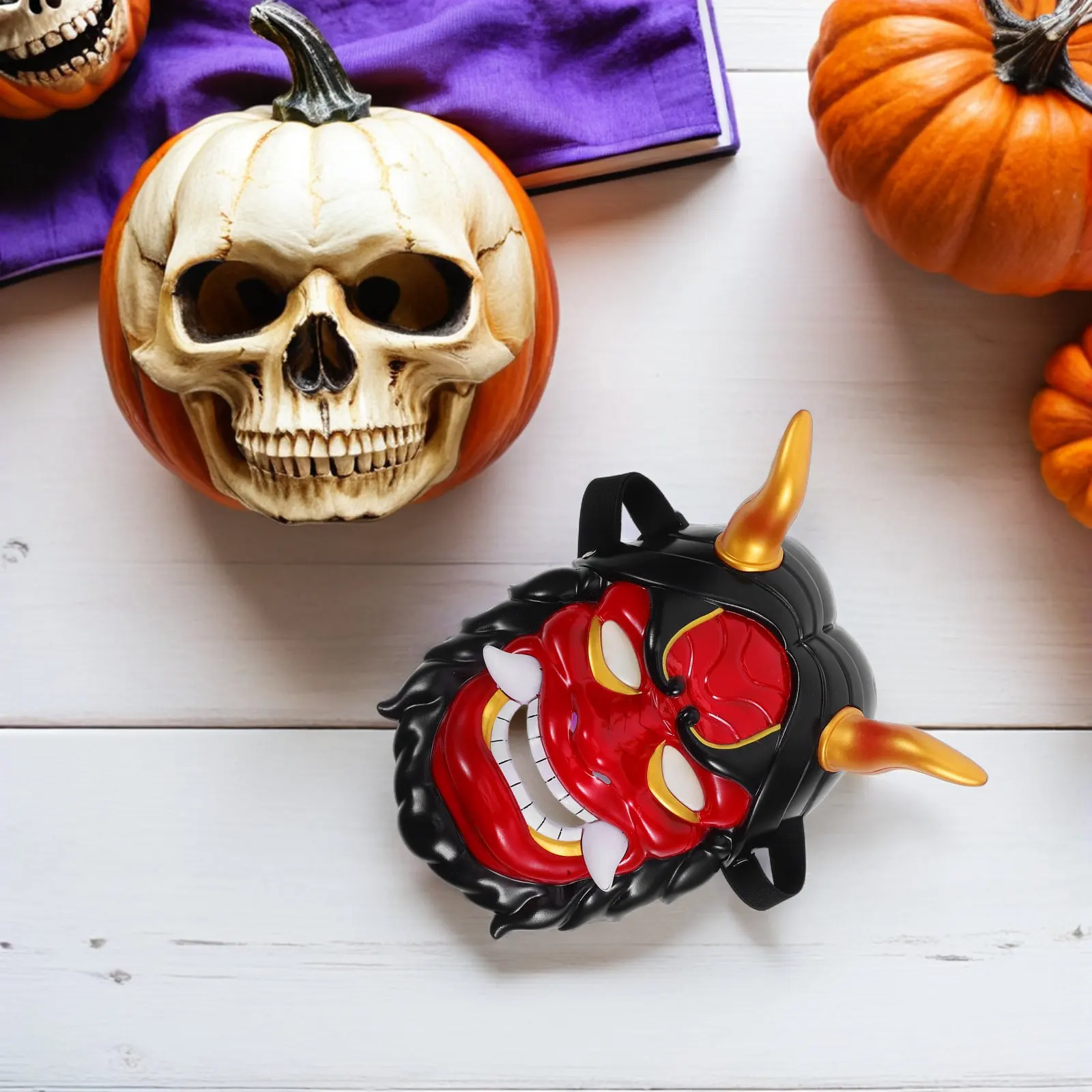 

Japanese Hannya Demon Mask Horned Full Face Cosplay Comfortable Lightweight Halloween Party Masquerade Carnival Mask