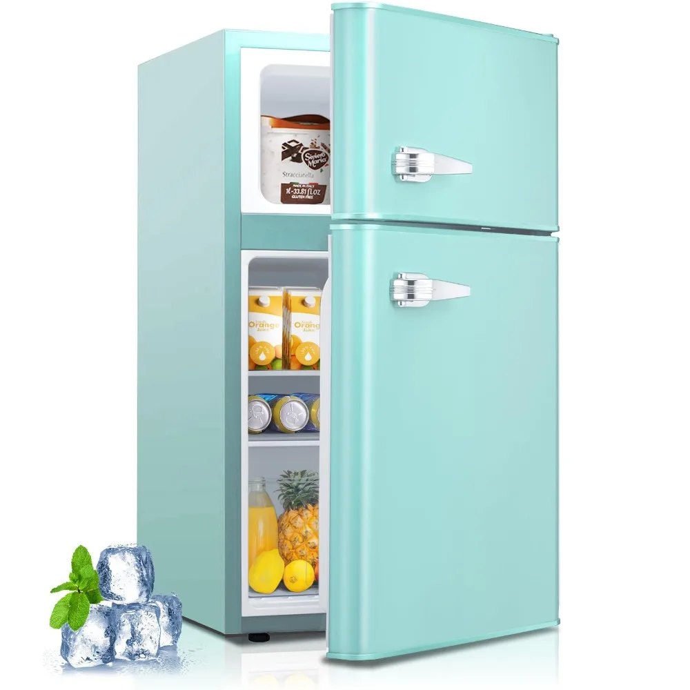 Mini fridge with freezer, 3.2 Cu.Ft Compact Mini Refrigerator with Double 2 door,Adjustable Temperature for Home,Kitchen