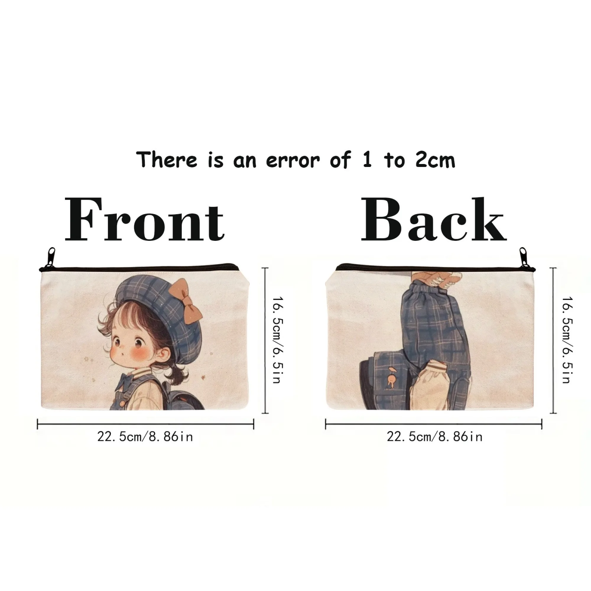 The Girl With A Literary Hat Stylish Zippered Makeup Bag Portable Cosmetic Case With Mirror Durable Travel Toiletry Bag
