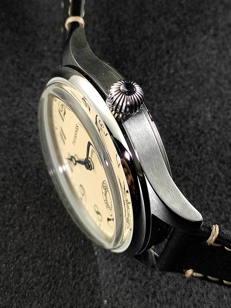 Vintage Mens Mechanical WristWatch for Seagull St3600 Mechanical Hand Wind Dome Shaped Glass Micro Rotor Watch for Dropshipping