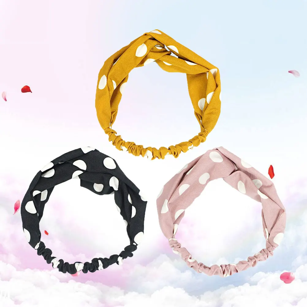

3pcs Women Headb s Elastic Cross Design Hair Accessories Dots Daily Wear Occasions Hair ProtectionBreathable Comfortable