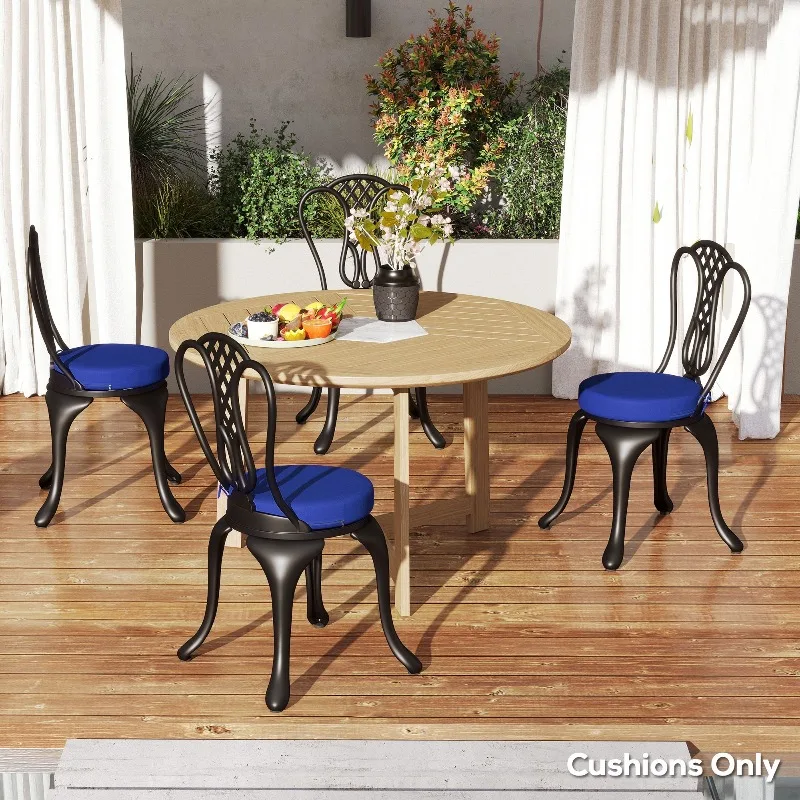 

Navy Blue Round Patio Seat Cushions Set of 4 15"×3" Machine Washable for Dining Bistro Chairs