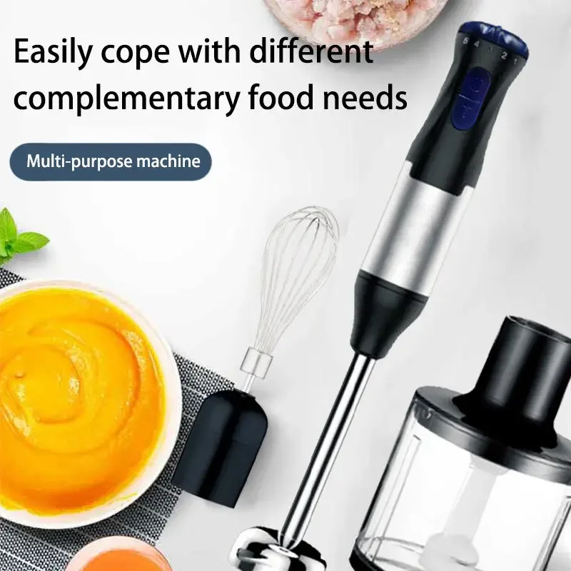 Electric Stick Hand Blender 4 in 1 Handheld Mixer 1000W Stainless Steel Blade Vegetable Meat Immersion Egg Whisk Juicer