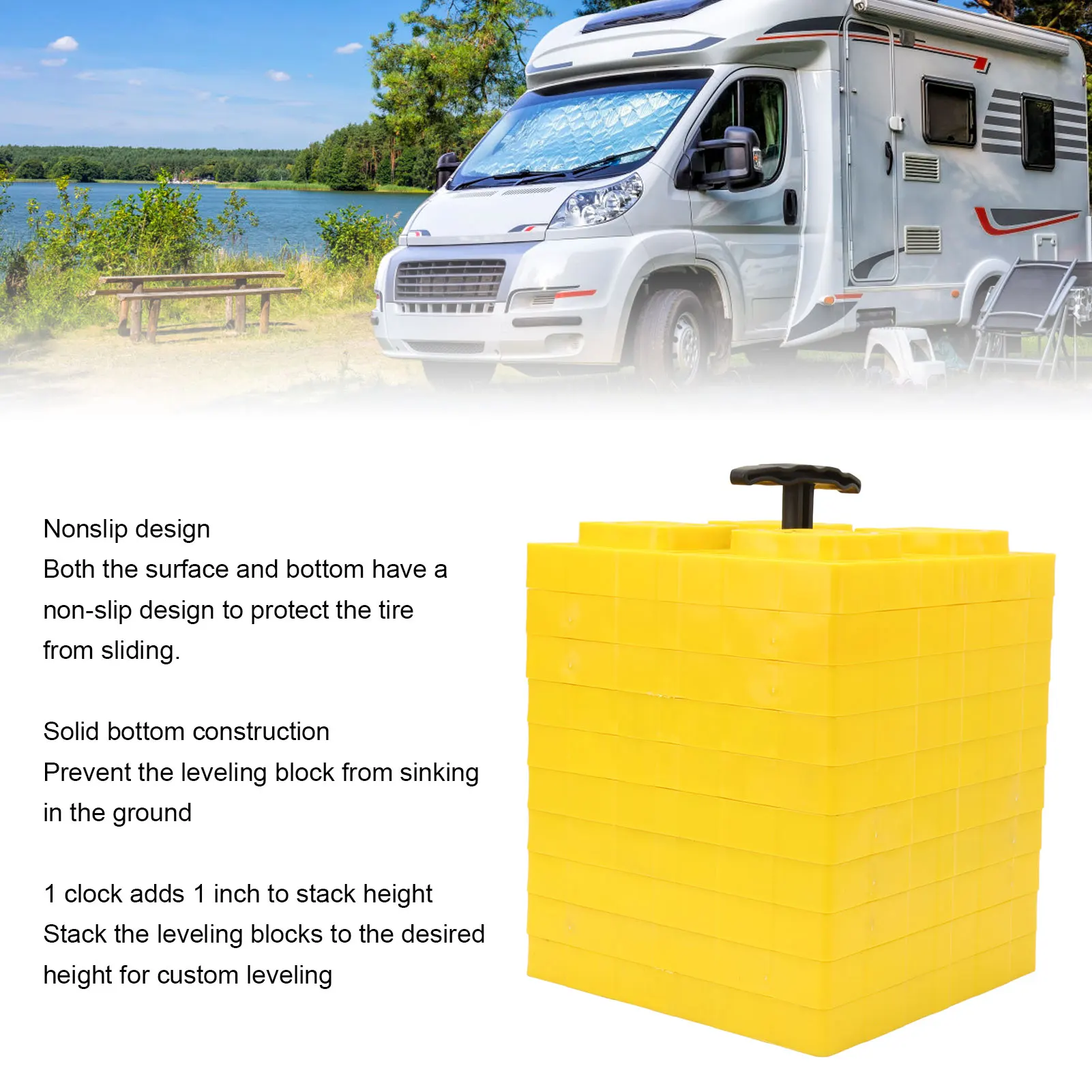 

10pcs Camper Leveling Blocks Antislip Pads Design Heavy Duty Leveling Blocks with Storage Bag for Leveling Single and Dual Wheel