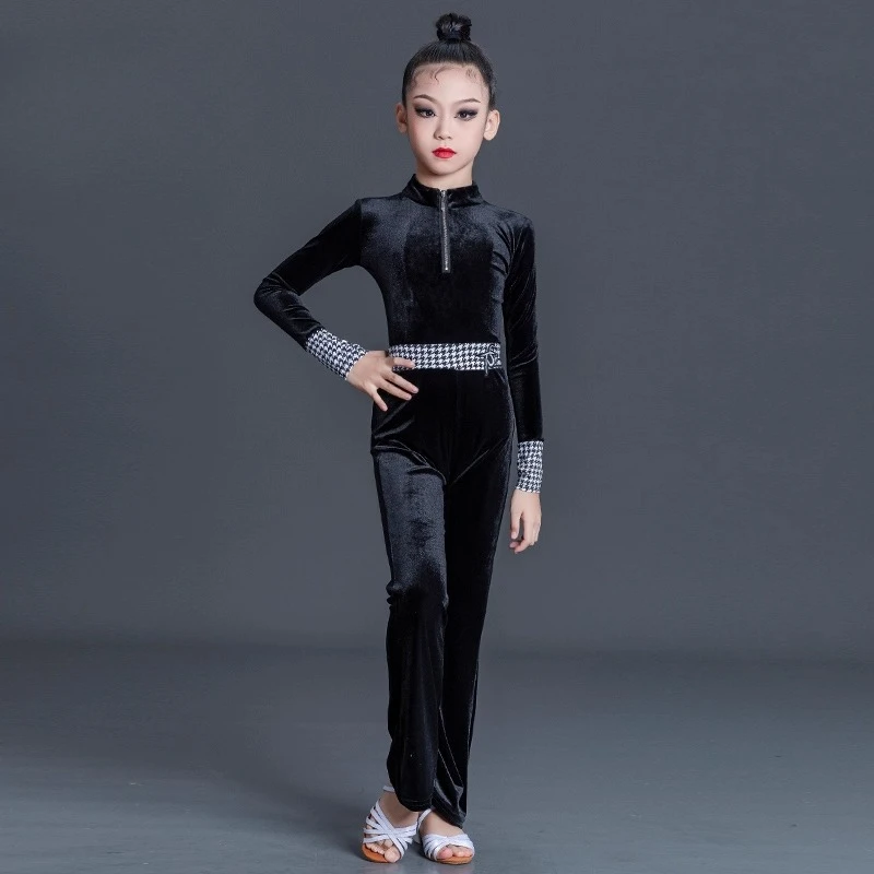 Pantalons de danse latine pour filles, combinaison d'entraînement d'automne et d'hiver, combinaisons d'entraînement professionnelles à manches longues, costumes d'entraînement à manches longues
