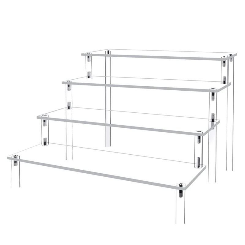 

4 Tier Acrylic Display Stand Clear Display Riser Rack Cupcake Stand Desktop Decor And Organizer