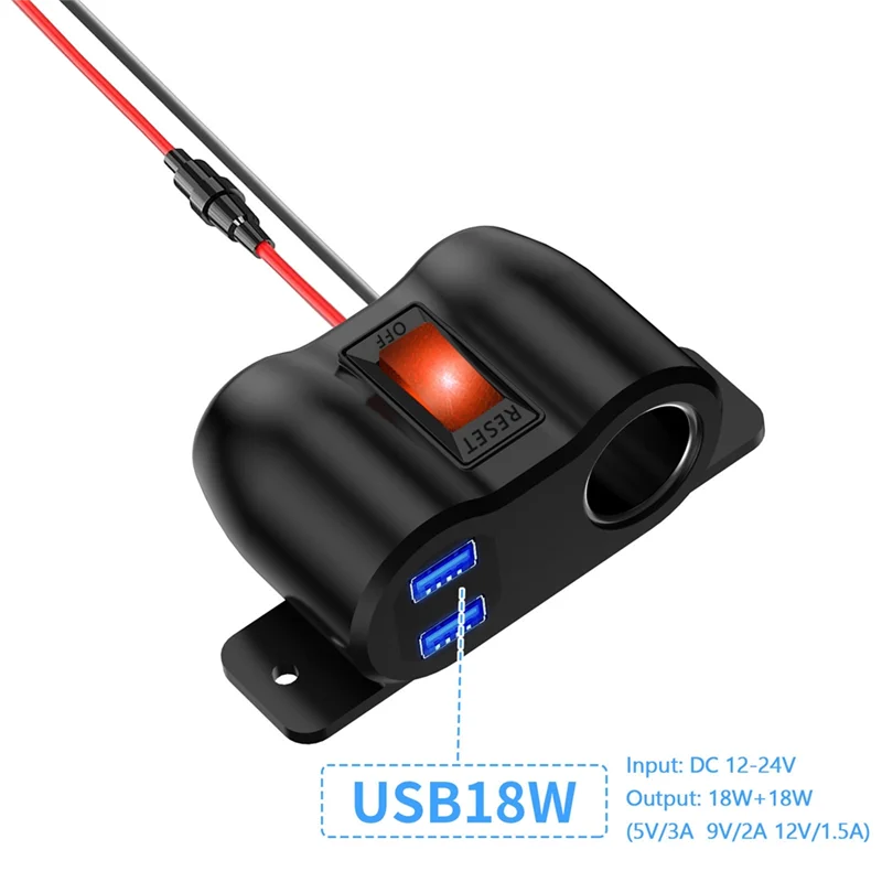 

LBER QC3.0 USB 3.0 Cigarette Lighter Socket Splitter With Voltmeter 12V Car Charger Power Adapter For Marine Motorcycle Truck