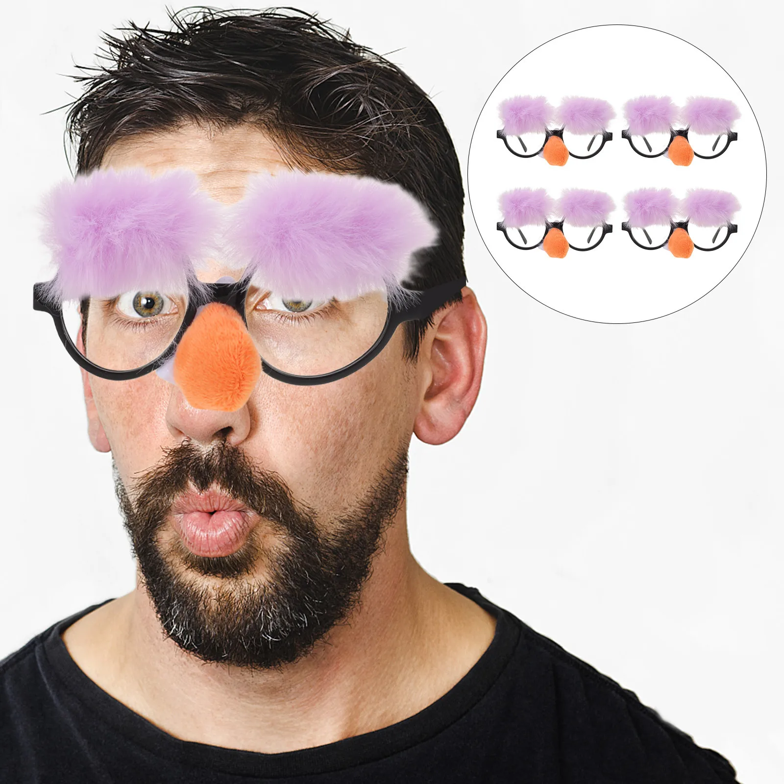 

4Pcs Party Glasses Big Nose Clown Eyeglasses Silly Costume Birthday Photo Booth Carnival Favors Funny Fun Glasses for Party
