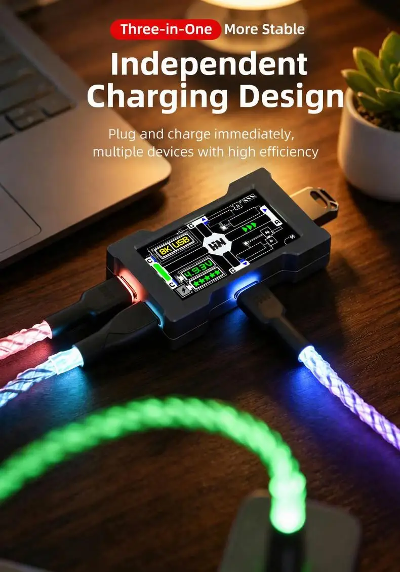 HMLAB ZNEO Gaming USB Hub - 2-to-3 Port, 8K Hz, Independent Power, With Screen, Trendy for Gaming Ambience Desk Setup
