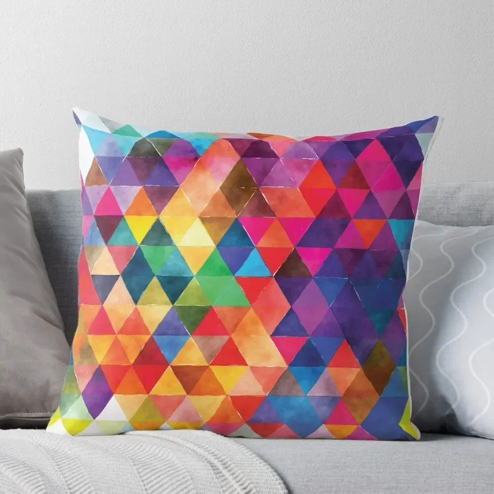 

Watercolor Triangles Pattern Bright Colors Throw Pillow Sofa Cushion Pillowcases For Pillows pillow