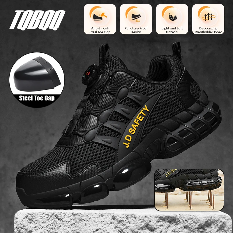 

Мужская рабочая обувь J.D SAFETY с вращающейся пряжкой, противоударная, противопрокольная, женская удобная защитная обувь, защитные ботинки