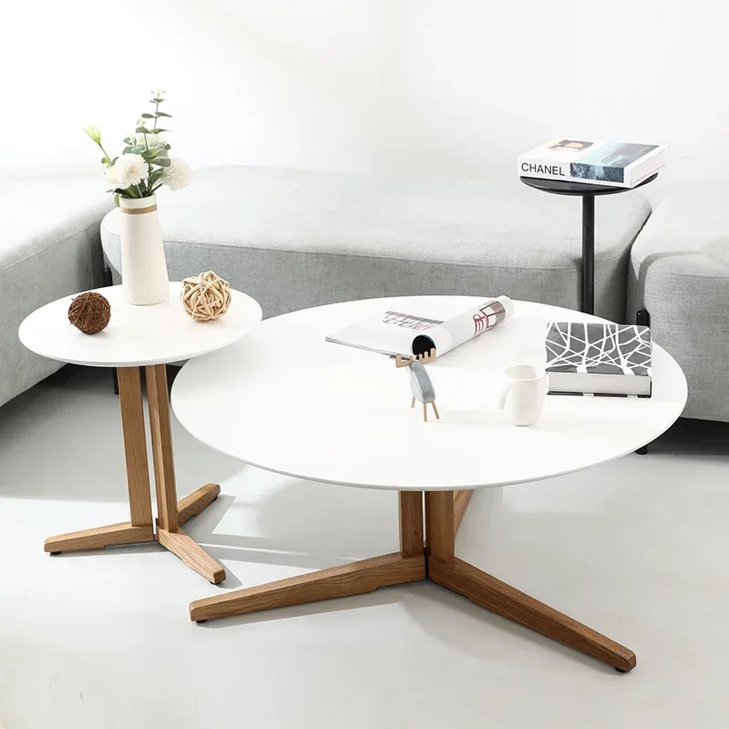 

Living Room Sofa Coffee Table Walnut Color Modern Simple Style Small Side Desk Oak Side Table Basse Side Coffee Table