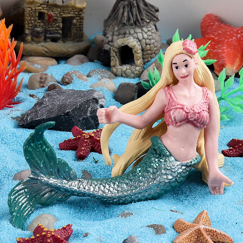 Oenux Beauty Fish Princess Mermaid Action Figures Model Elves Elf Pegasus Animal Figurines Doll Kid Toy Girl Gift Cake Toppers