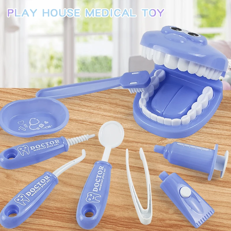 9PCS Plastic Simulation Dentist Play Set Medical Kit Pretend Toy for Kids Hygienic Habbit Cultivation Role Play Game for Childre