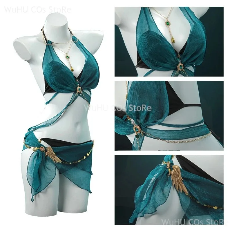 Игра Naraka: Bladepoint Косплей Canaan Косплей Костюм Купальный костюм Женский комплект нижнего белья Холтер Топ Юбка Стринги Рукава Сексуальный костюм