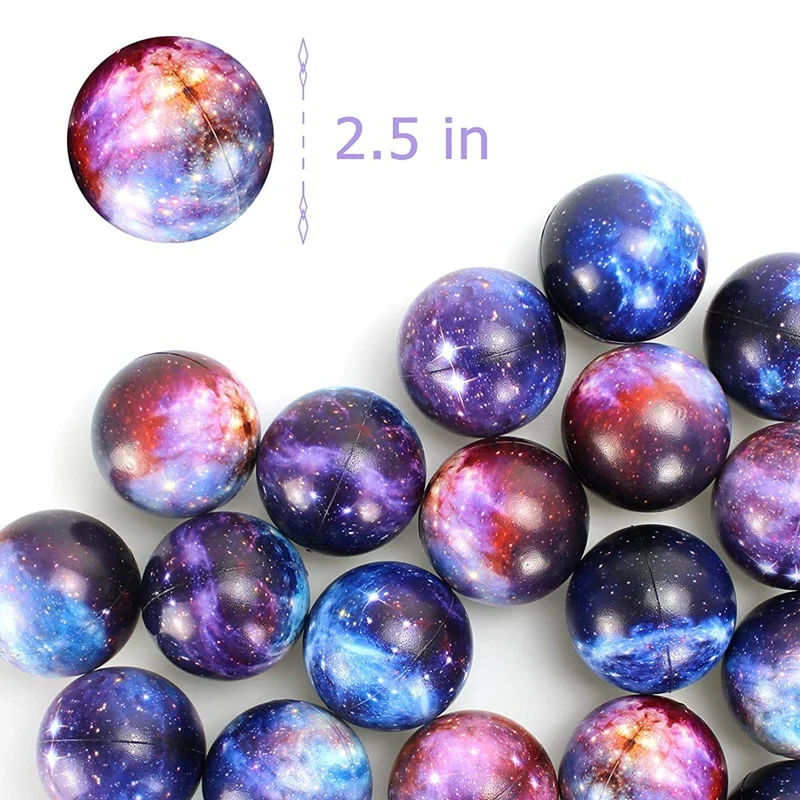 24 Pcs Galaxy Stress Balls,2.5 Inch Space Theme Stress Balls Squeeze Balls Stress Relief Balls For Kids And Adults