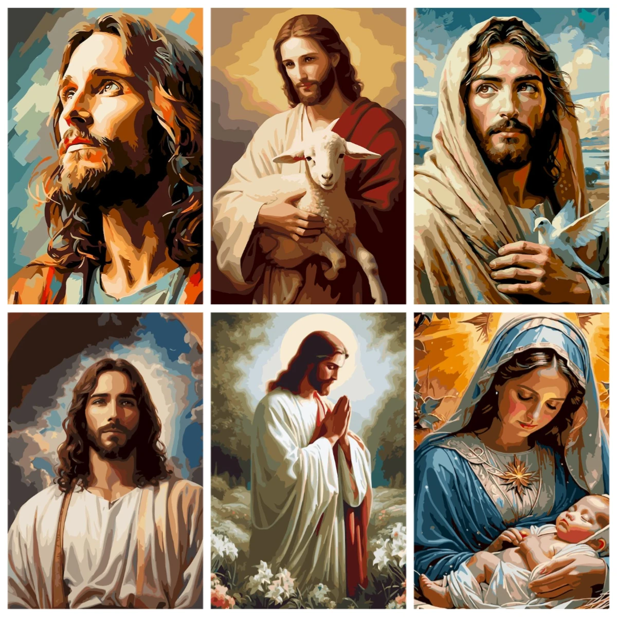 

Jesus Figure Painting By Numbers Kits DIY Framed HandPainted Oil Picture By Number Home Decor Wall Art Photo