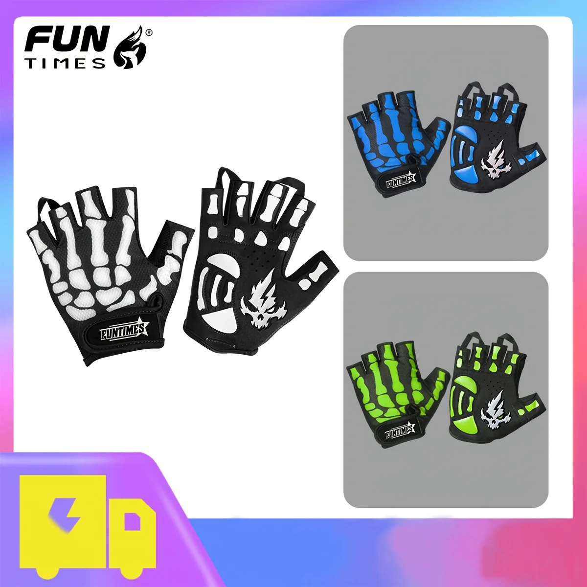 

FUNTIMES Heavy duty Half Finger Gloves - Multi functional, suitable for gaming, sports, and gym without finger design - suitable