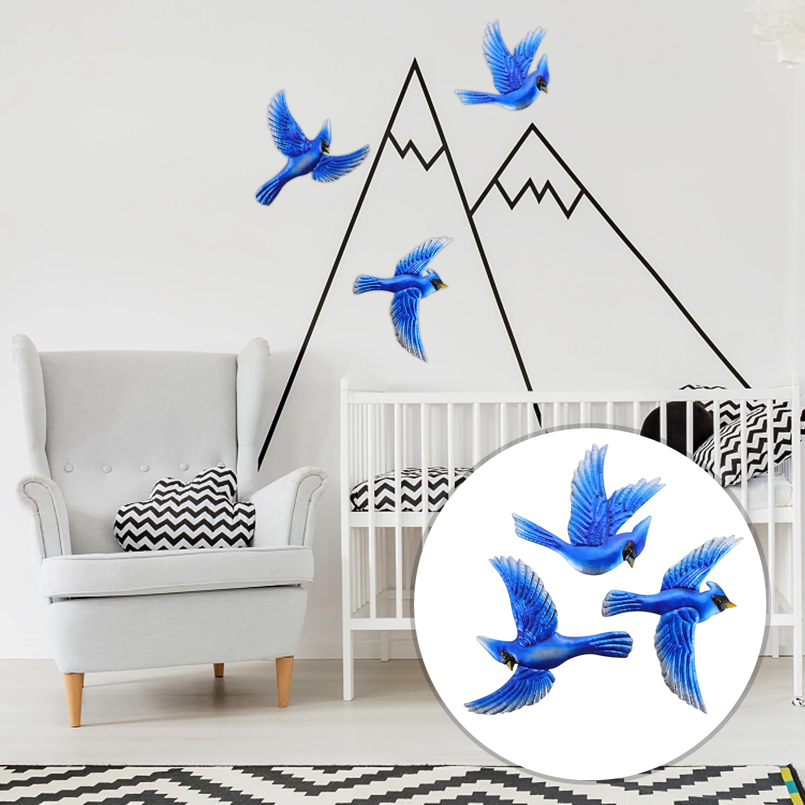 

3pcs Wall Pendants Decorative Wall Hanging For Home Garden Simple Metal Art Ornament Bright Color Wall-Mounted