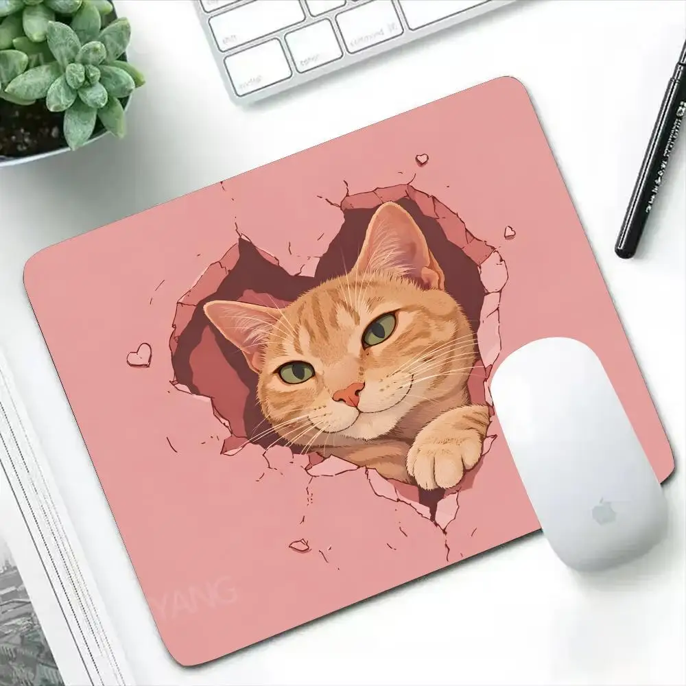 Cute Loving Cat Mouse Pad Square Computer Office Game Table Mats Rubber Anti-slip Mousepads Small Gaming Decor Desk Pads 450*400