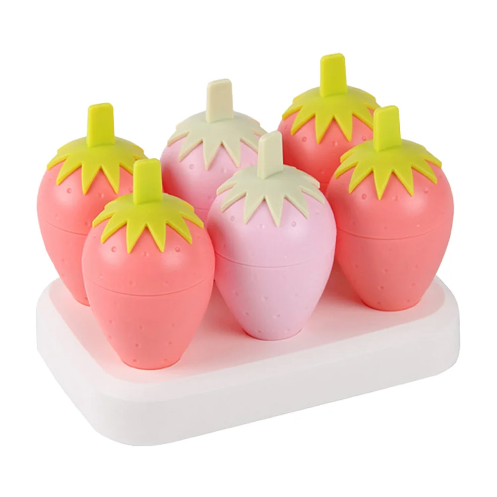

6Grids Strawberry Molds Ice Cream Maker Ice Stick Molds DIY Fun Practical Kids Reusable Easy Storage Gifts Kitchen