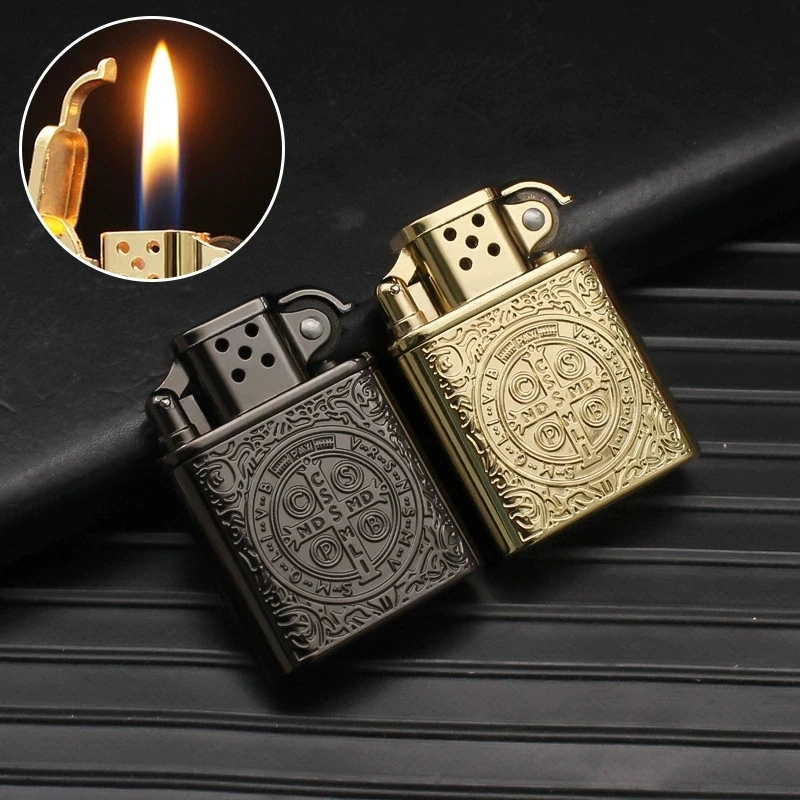 

New Retro Metal Constantine Inflatable Lighter Embossed with Windproof Grinding Wheel Cigarette Accessories Men's Gift