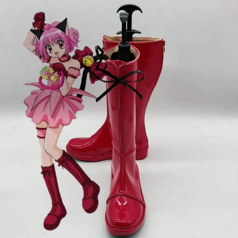 

Mew Mew Momomiya Ichigo Cosplay Shoes Boots Anime Mew Ichigo Halloween Party Accessories Red Boots