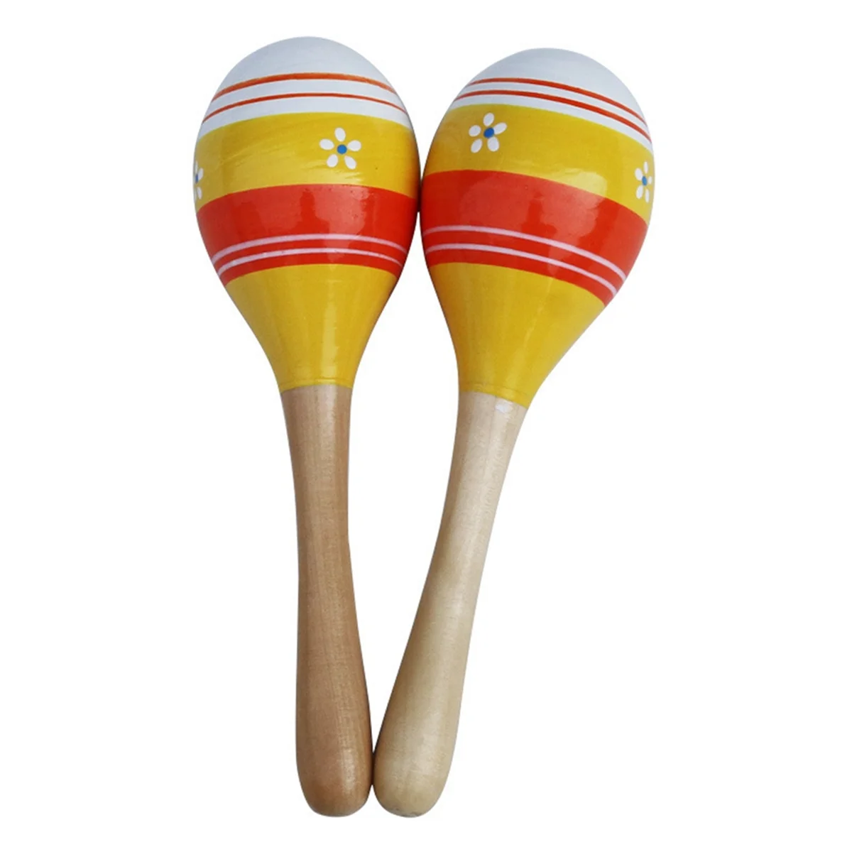 Maracas Hand Percussion Rattles, Wooden Rumba Shaker Musical Instrument for Kids Adults, Set of 2,Yellow