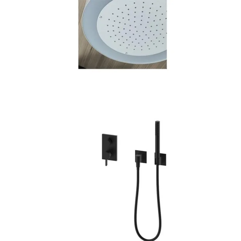 

Ceiling Shower, Concealed Wall Shower, Brushed Nickel, White, Black, Chrome Light
