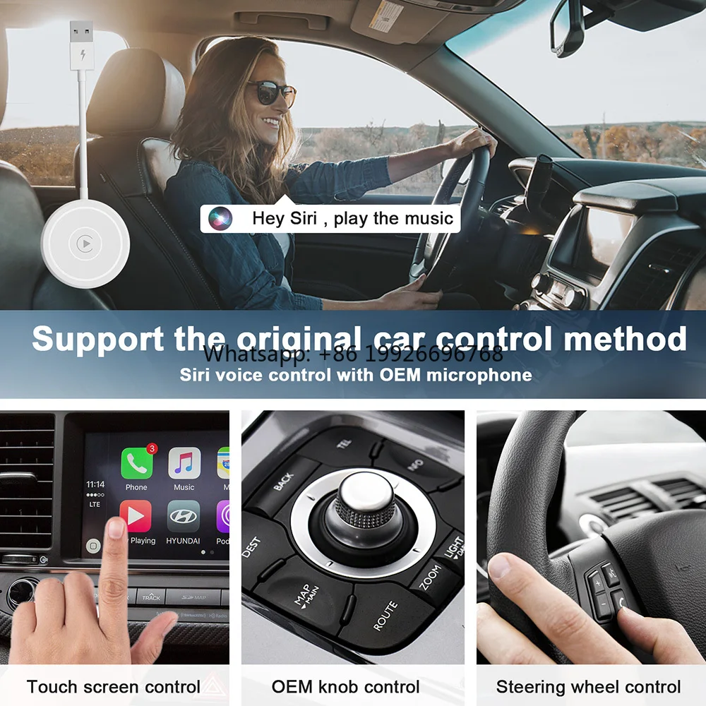

Беспроводной адаптер CarPlay для iPhone и Android Auto CarPlay Dongle преобразует проводку в беспроводе для производителя автомобилей